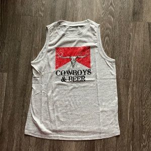 SHEIN Gray Tank Top with Red Graphic